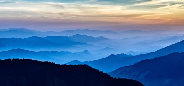 misty mountain range